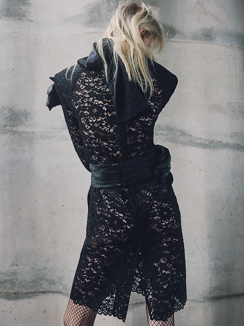 Черное платье-миди из кружева, 5