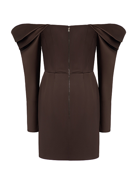 Коричневое платье-мини из шелка, 2
