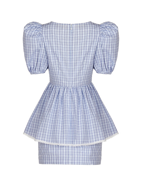 Сине-голубой хлопковый комплект в клетку, 2 Сине-голубой хлопковый комплект в клетку, 2