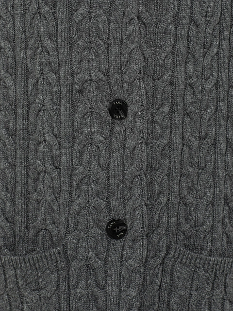 Серый вязаный комплект из кардигана и юбки-миди, 4