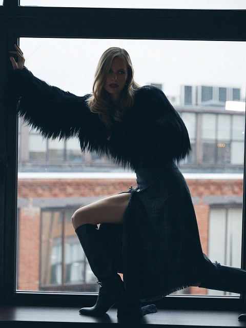 Черный укороченный жакет из меха яка, 9