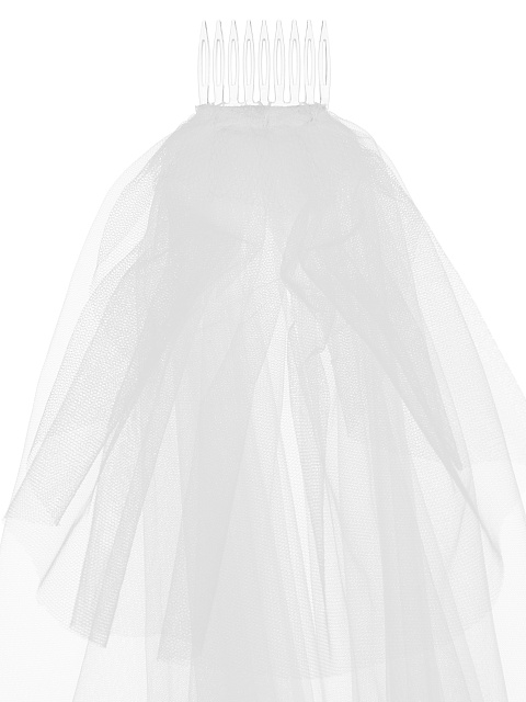 Белая фата средней длины на прозрачном гребне, 3