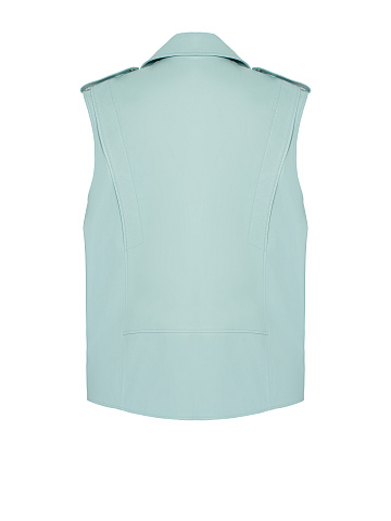 Объемный голубой жилет из кожи, 2