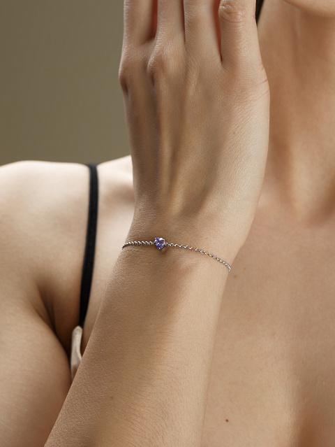 Браслет из серебра с фианитом, 2