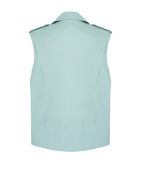 Объемный голубой жилет из кожи, 2