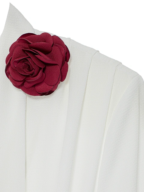 Белое платье-макси из шифона с розой, 4