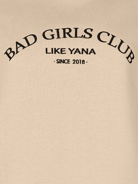 Бежевый свитшот Bad Girls Club с черной вышивкой, 3