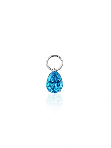 Подвеска на хупсы из белого золота с топазом Sky Blue, 1