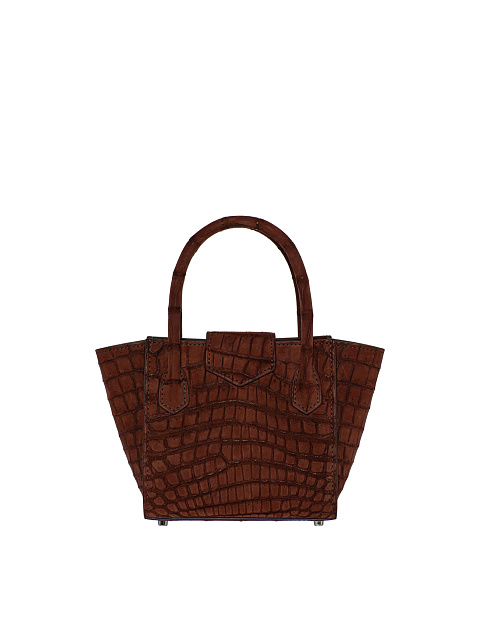 Коричневая сумка из кожи крокодила с серебром, 3