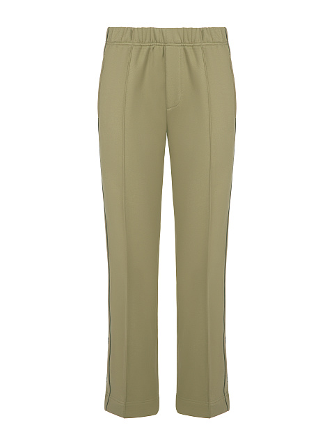 Оливковый трикотажный костюм с вышивкой YD в тон, 3