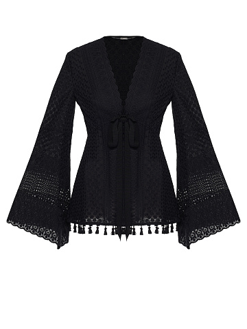 Черная блузка из хлопкового кружева, 1