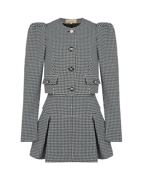 Черно-белый костюм из жакета и юбки-мини, 1