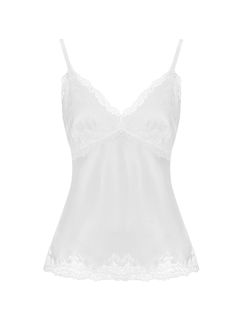 Белый топ из шелка с кружевом, 1