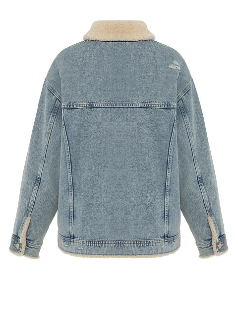 Голубая джинсовка на овчине молочного цвета, 2