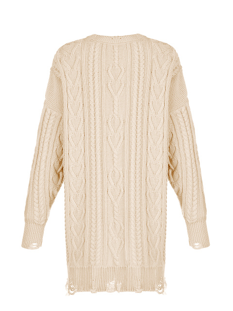 Светло-бежевое вязаное платье-свитер с косами, 2 Светло-бежевое вязаное платье-свитер с косами, 2
