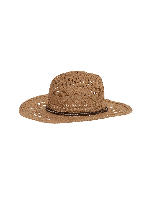 Коричневая шляпа из соломы с замшевым шнуром и серебряной цепью, 1