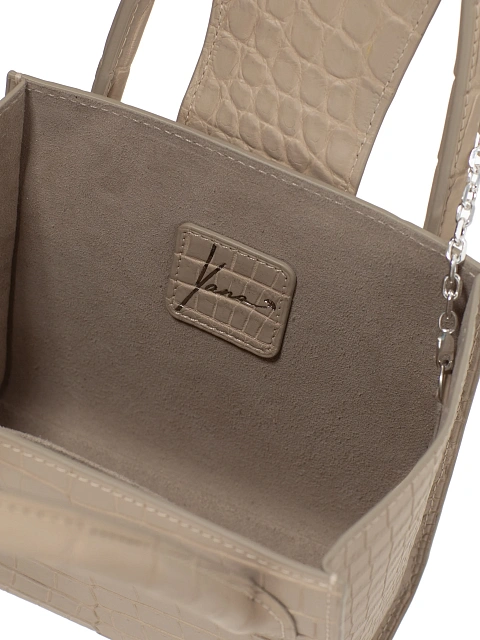 Бежевая сумка из крокодиловой кожи с камеей на раковине, 6