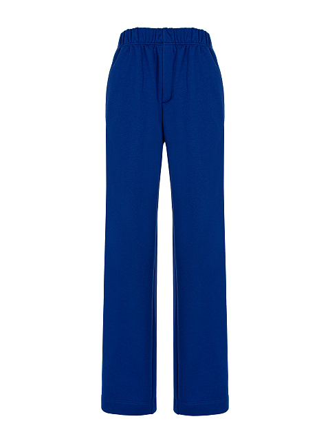 Синий костюм с укороченной толстовкой и кнопками на лампасах, 3