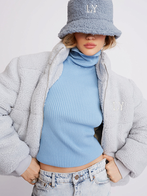 Голубая трикотажная водолазка в рубчик, 4 Голубая трикотажная водолазка в рубчик, 4