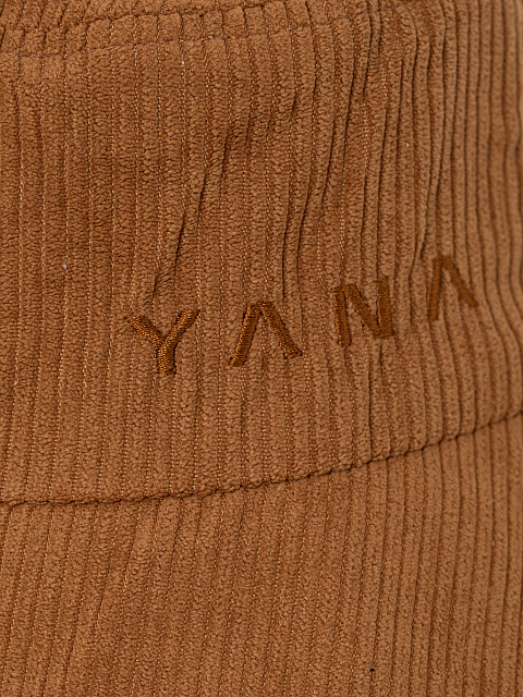 Коричневая вельветовая панама с вышивкой Yana, 3