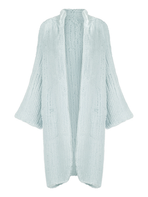 Светло-голубая вязаная шуба из норкового меха, 1