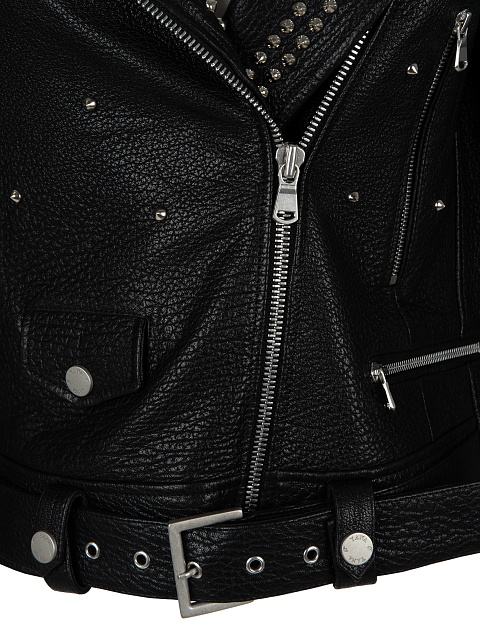 Черная кожаная косуха с шипами, 3 Черная кожаная косуха с шипами, 3