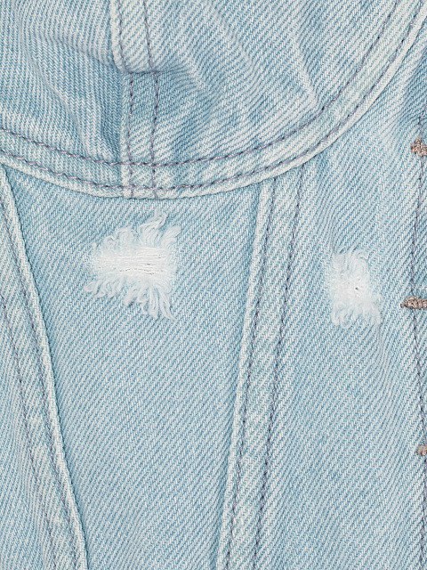 Голубой топ из денима с потертостями, 3