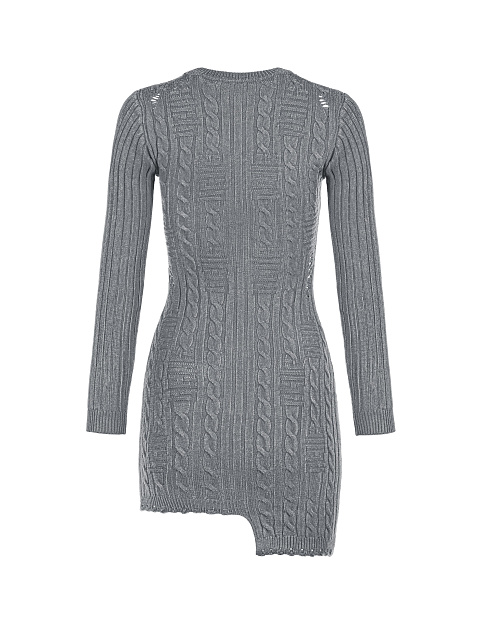 Серое вязаное платье-мини с асимметричным подолом, 2 Серое вязаное платье-мини с асимметричным подолом, 2