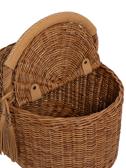 Бежевая сумка-корзина с двумя крышками, 6