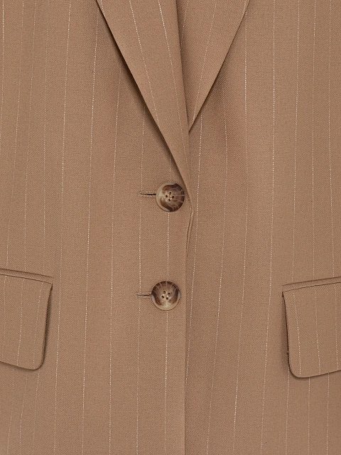 Бежевый объемный жакет в полоску, 3