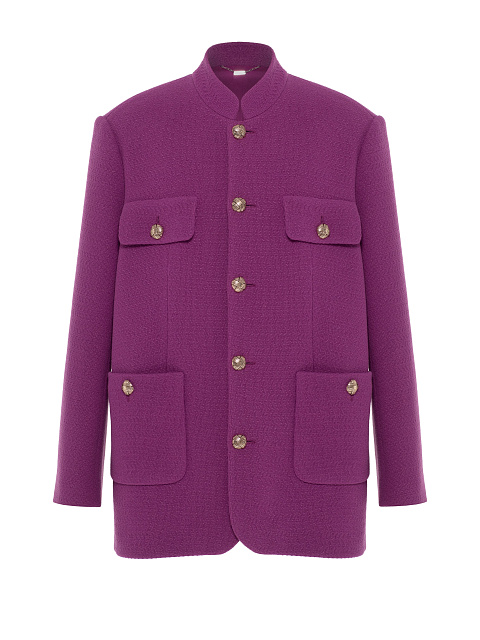 Фиолетовый однобортный жакет, 1