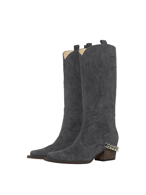 Серые казаки из замши с цепочкой, 1