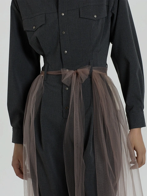 Светло-розовая юбка-фартук из фатина, 7