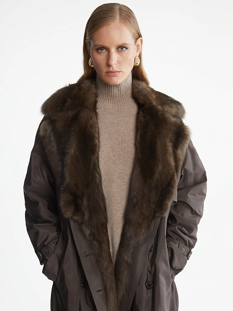 Коричневый тренч на подкладке из соболя, 4 Коричневый тренч на подкладке из соболя, 4