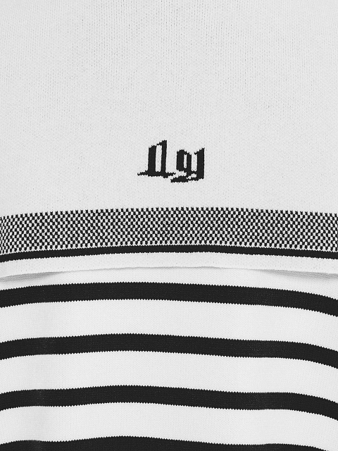 Укороченный белый кардиган в черную полоску , 4