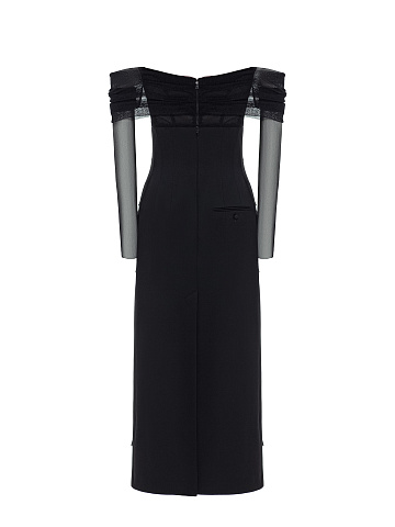 Черное платье-миди с бахромой, 2