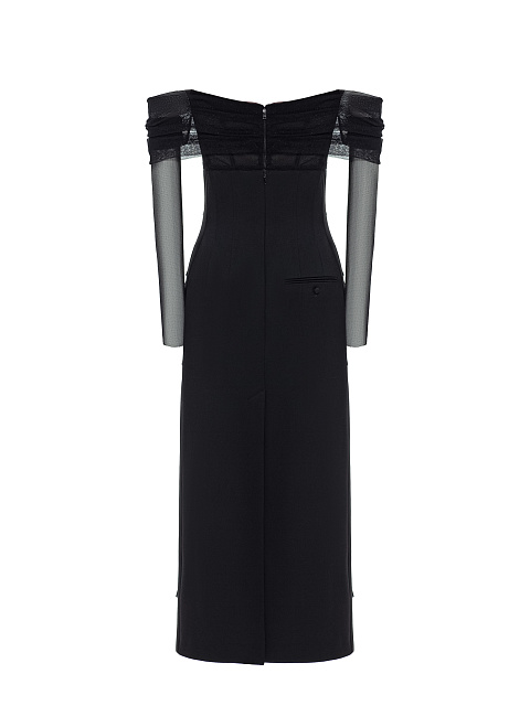 Черное платье-миди с бахромой, 2