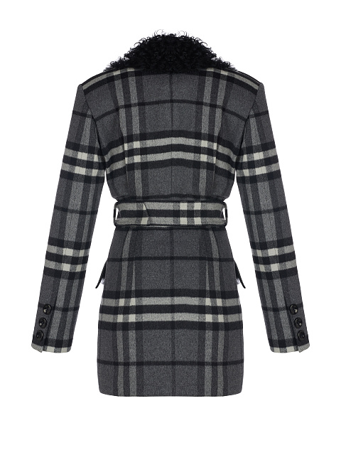Серое шерстяное пальто в клетку, 2 Серое шерстяное пальто в клетку, 2