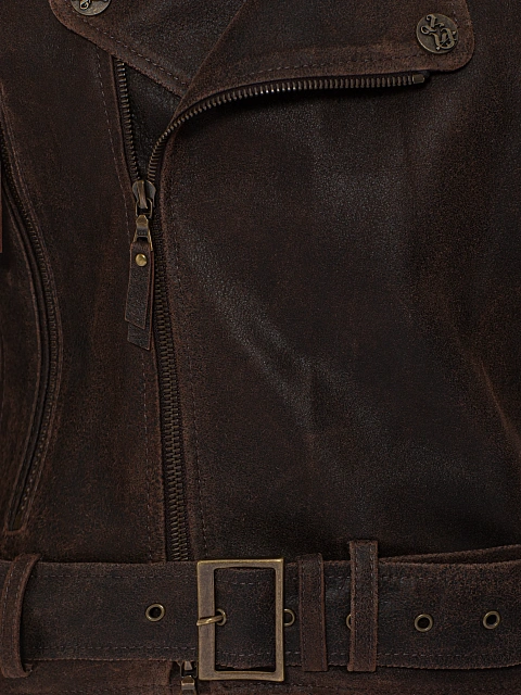 Коричневая косуха из кожи с декоративной шнуровкой, 4