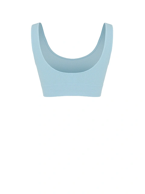Голубой спортивный топ из трикотажа в рубчик, 2 Голубой спортивный топ из трикотажа в рубчик, 2