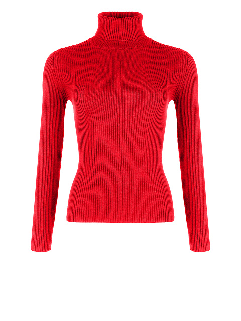 Красная трикотажная водолазка в рубчик, 1 Красная трикотажная водолазка в рубчик, 1