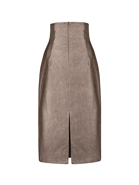 Бронзовая юбка-миди из эко-кожи, 2 Бронзовая юбка-миди из эко-кожи, 2
