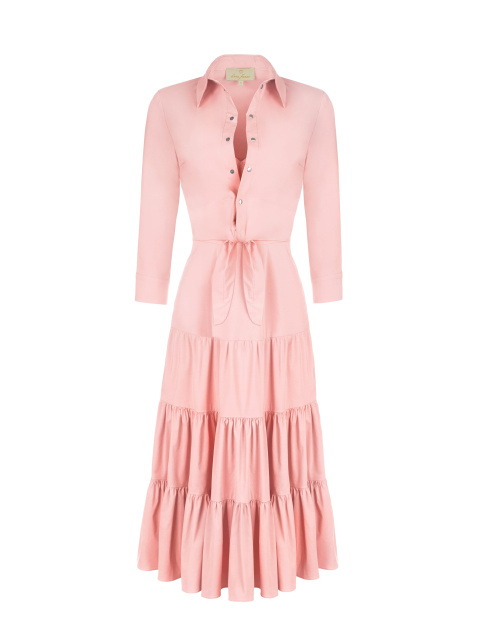 Розовый хлопковый костюм из сарафана и рубашки, 1