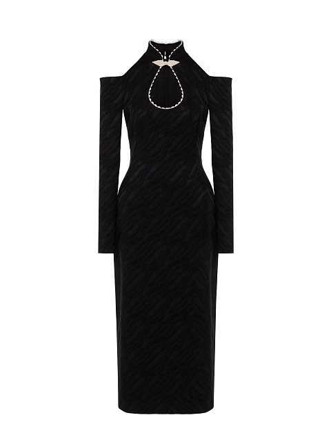 Черное платье-миди из жаккарда, 1