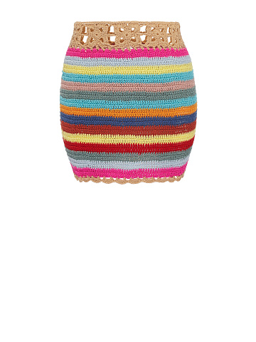 Бежевая юбка-мини в технике кроше, 1
