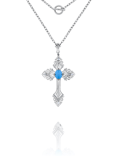 Серебряное колье с кулоном в виде креста, 1