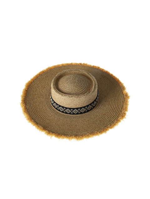 Соломенная шляпа с вышивкой на ленте и клепками, 1