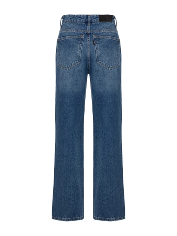 Прямые джинсы синего цвета с потертостями, 2