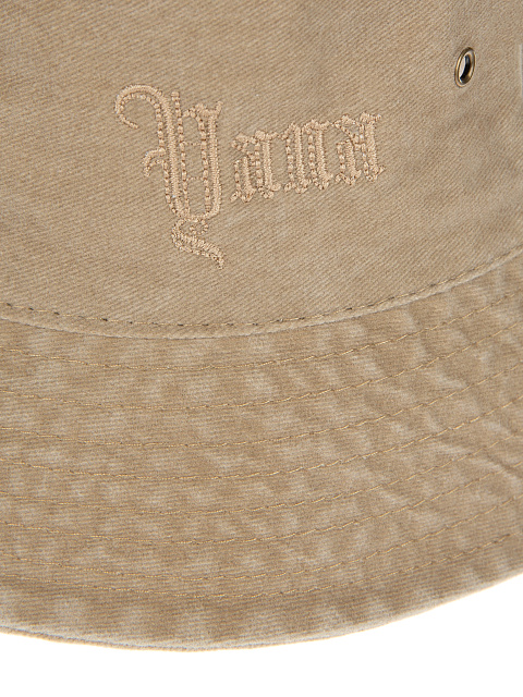 Бежевая хлопковая панама с вышивкой, 3