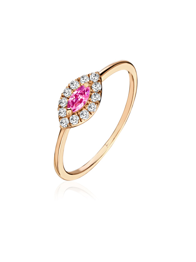 Кольцо из розового золота с бриллиантами и рубином, 1
